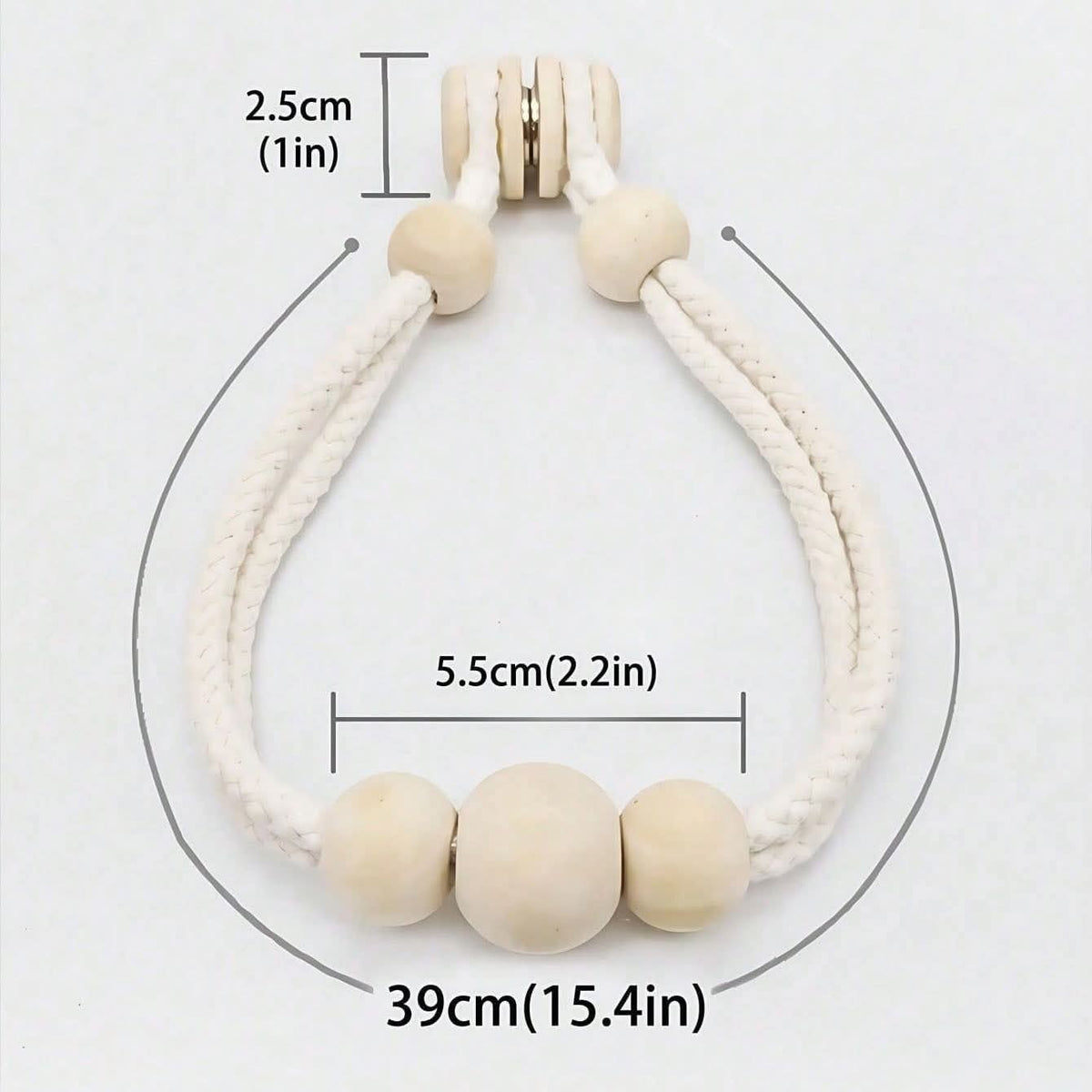 Magnetic curtain tie backs with wooden beads