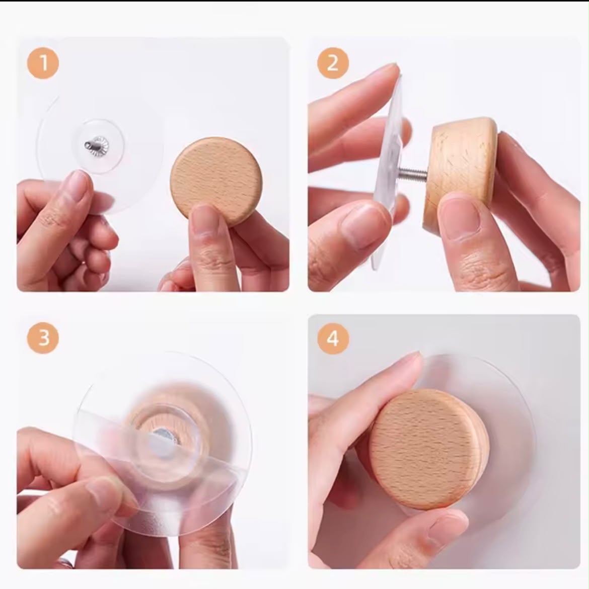 2Pcs Self-Adhesive Wooden Wall Hooks