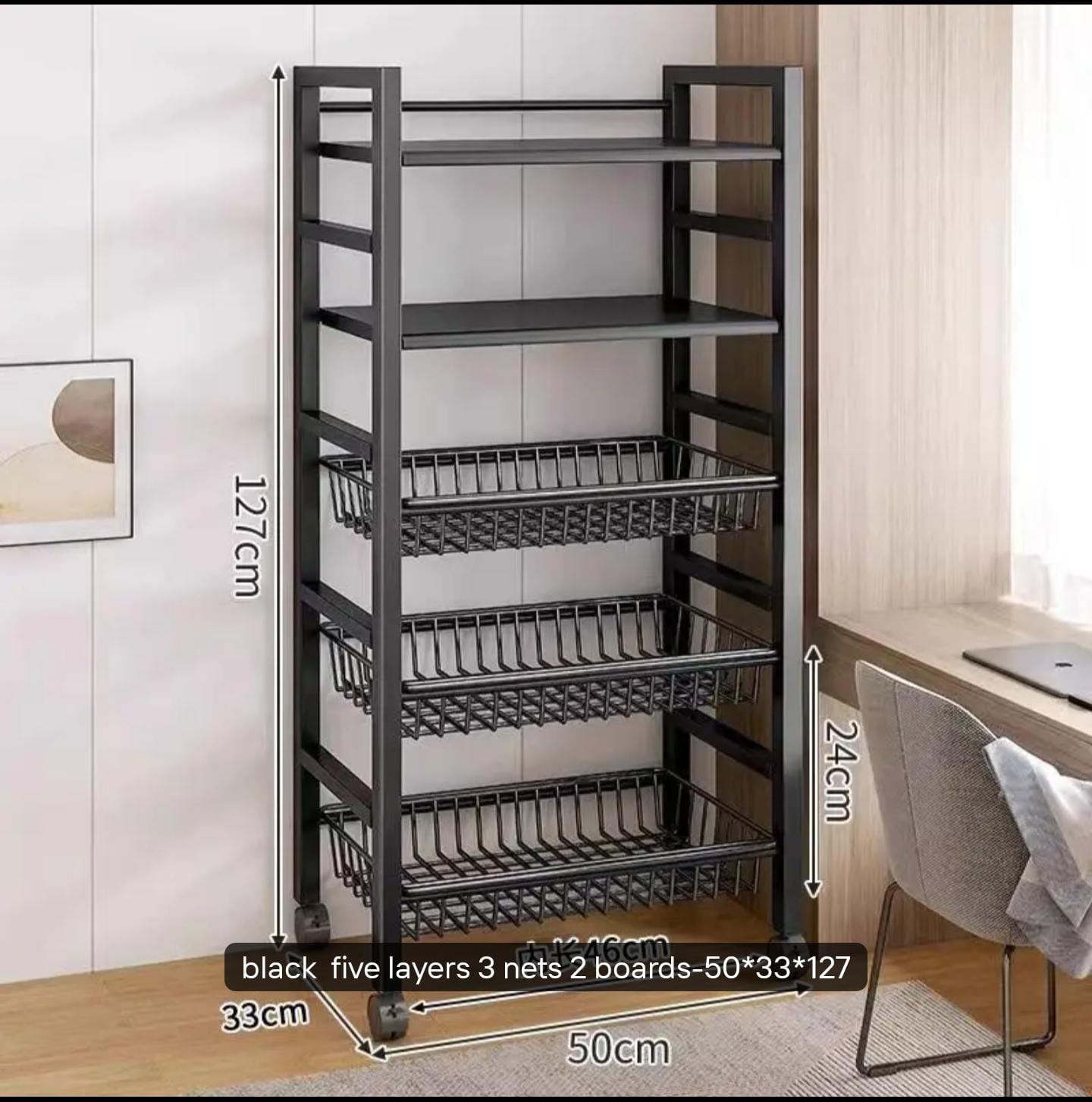 Heavy metallic Vegetable rack with movable wheels