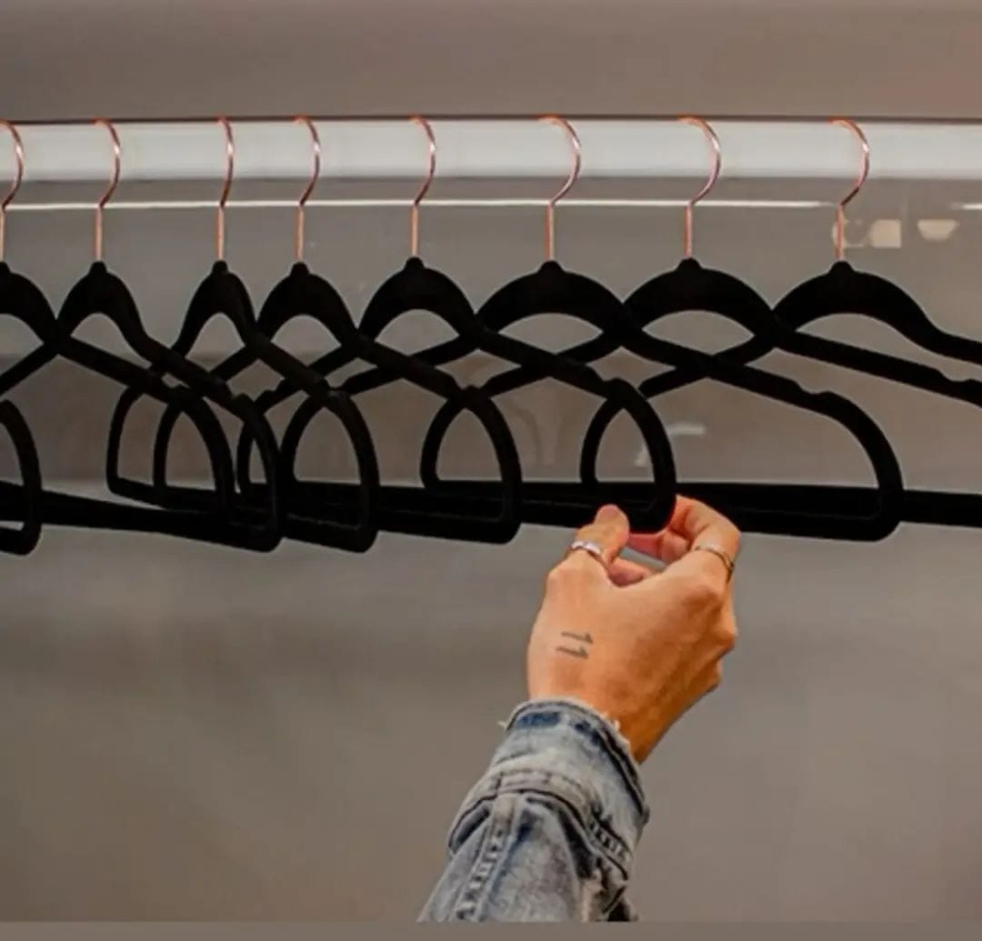 Luxury velvet premium Rose Gold antislip hangers 10 piece