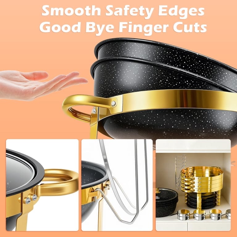 Premium quality black and gold round stainless steel chafing dish