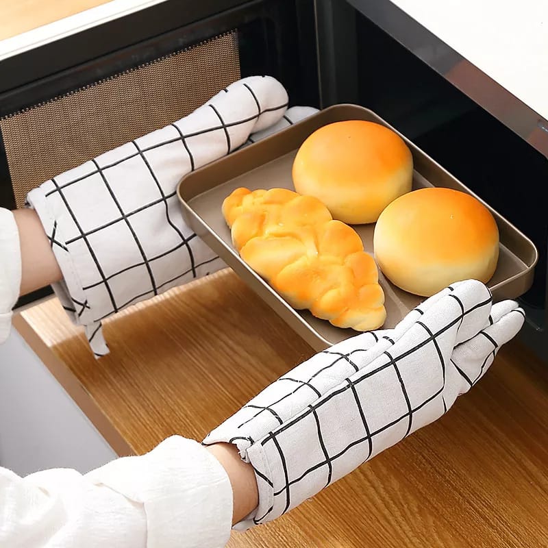 2pcs Cotton & Linen Oven Gloves