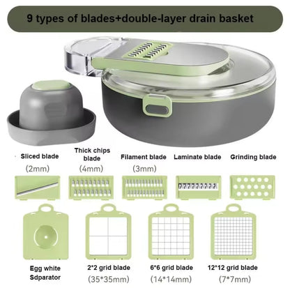 Multi-functional 9pcs Vegetable Chopper/Cutter