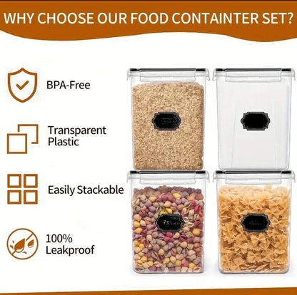 4pcs BPA-Free Airtight Food Storage Containers