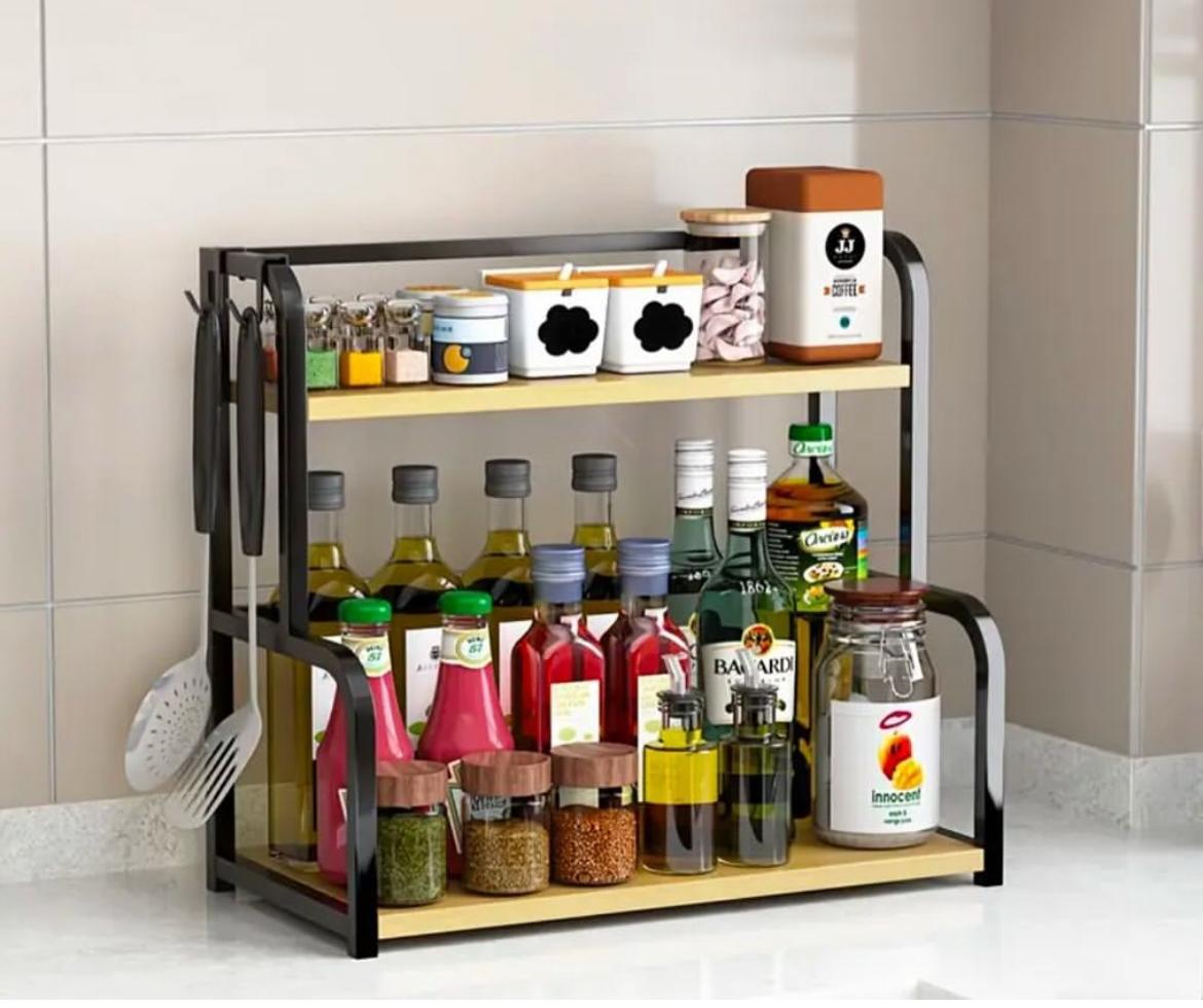 Stainless Steel Kitchen Storage Rack  with bamboo
