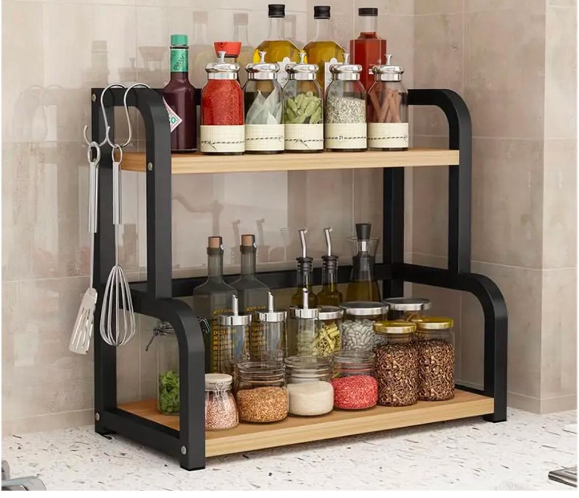 Stainless Steel Kitchen Storage Rack  with bamboo