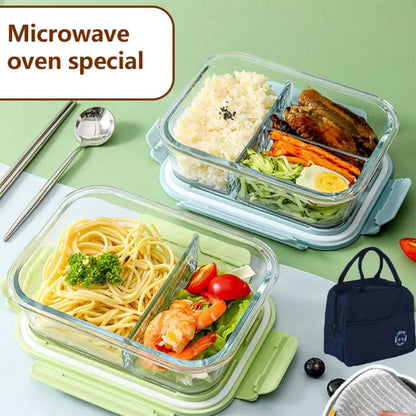 High borosilicate glass partitioned lunchbox (2 grid)