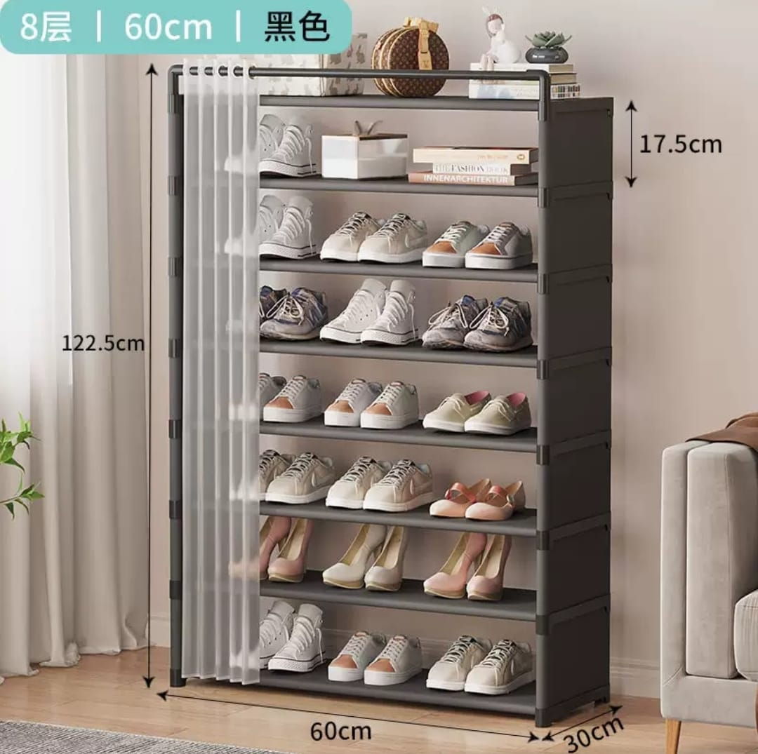 8 layer shoe rack organizer with fabric dustproof cover