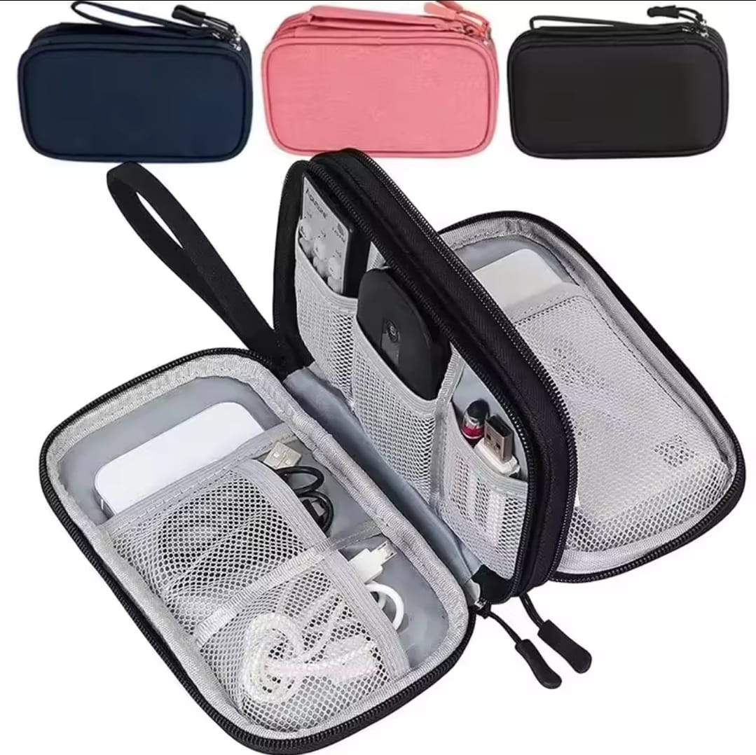 Travel Cable Organizer Bag Double Layer Storage Case