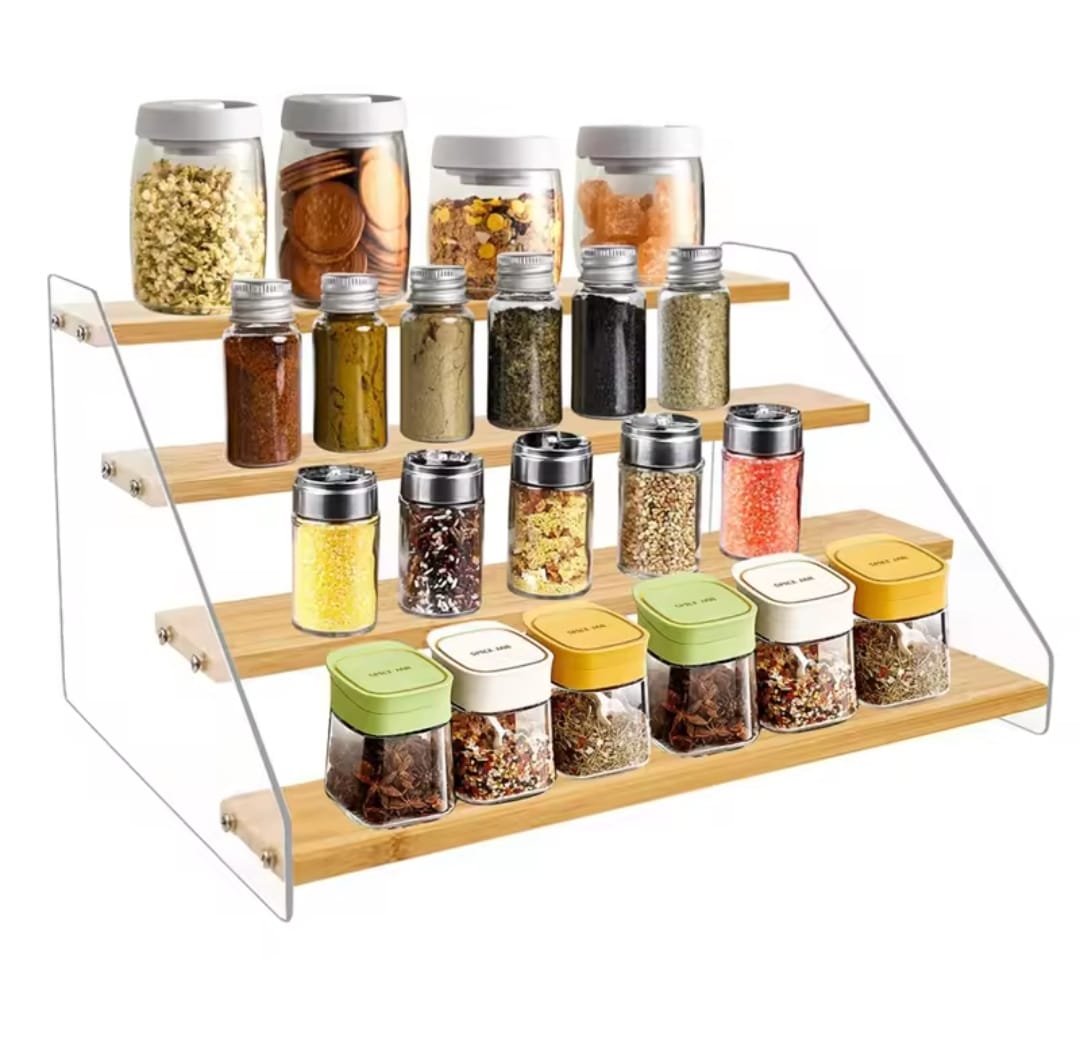 4 Tier Bamboo and Acrylic multi purpose stand