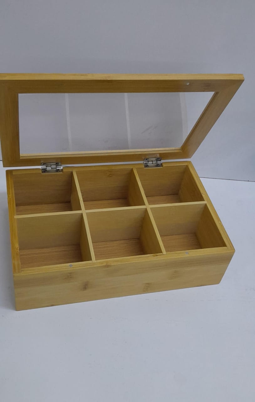 6 Compartments Bamboo Tea Bag organizer