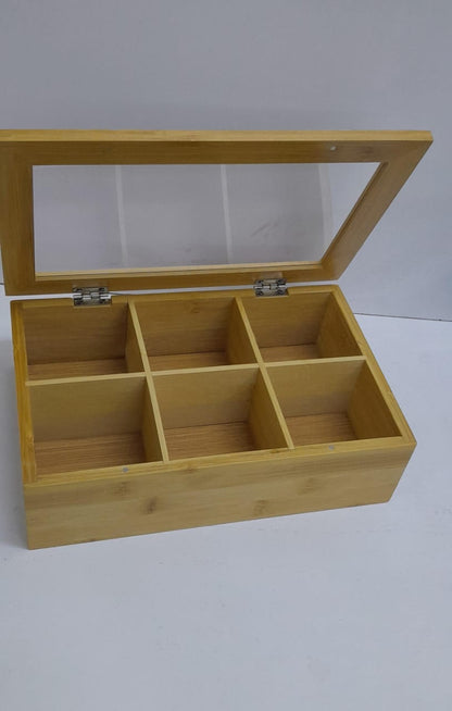 6 Compartments Bamboo Tea Bag organizer
