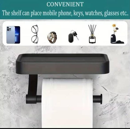 Toilet paper holder with shelf