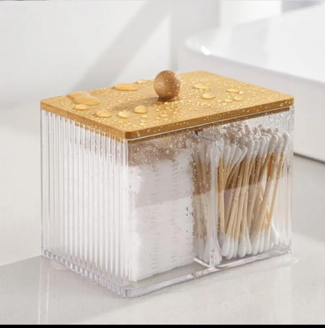 Acrylic earbud organizer with bamboo cover(Partitioned