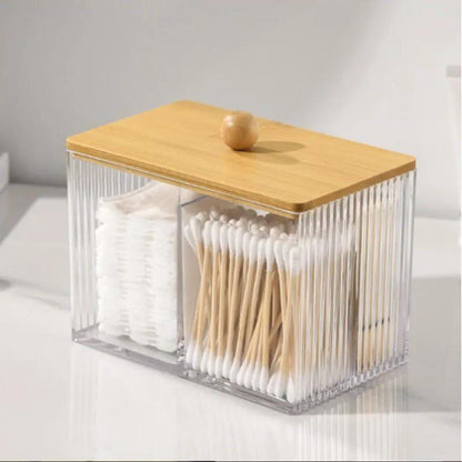 Acrylic earbud organizer with bamboo cover(Partitioned