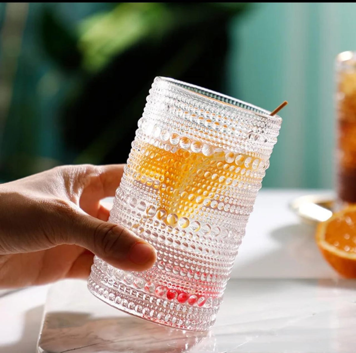 High borosilicate embossed water/juice glasses 