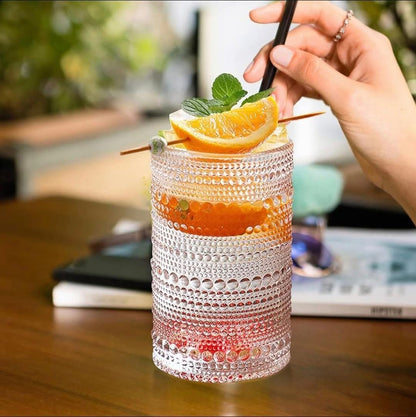 High borosilicate embossed water/juice glasses 
