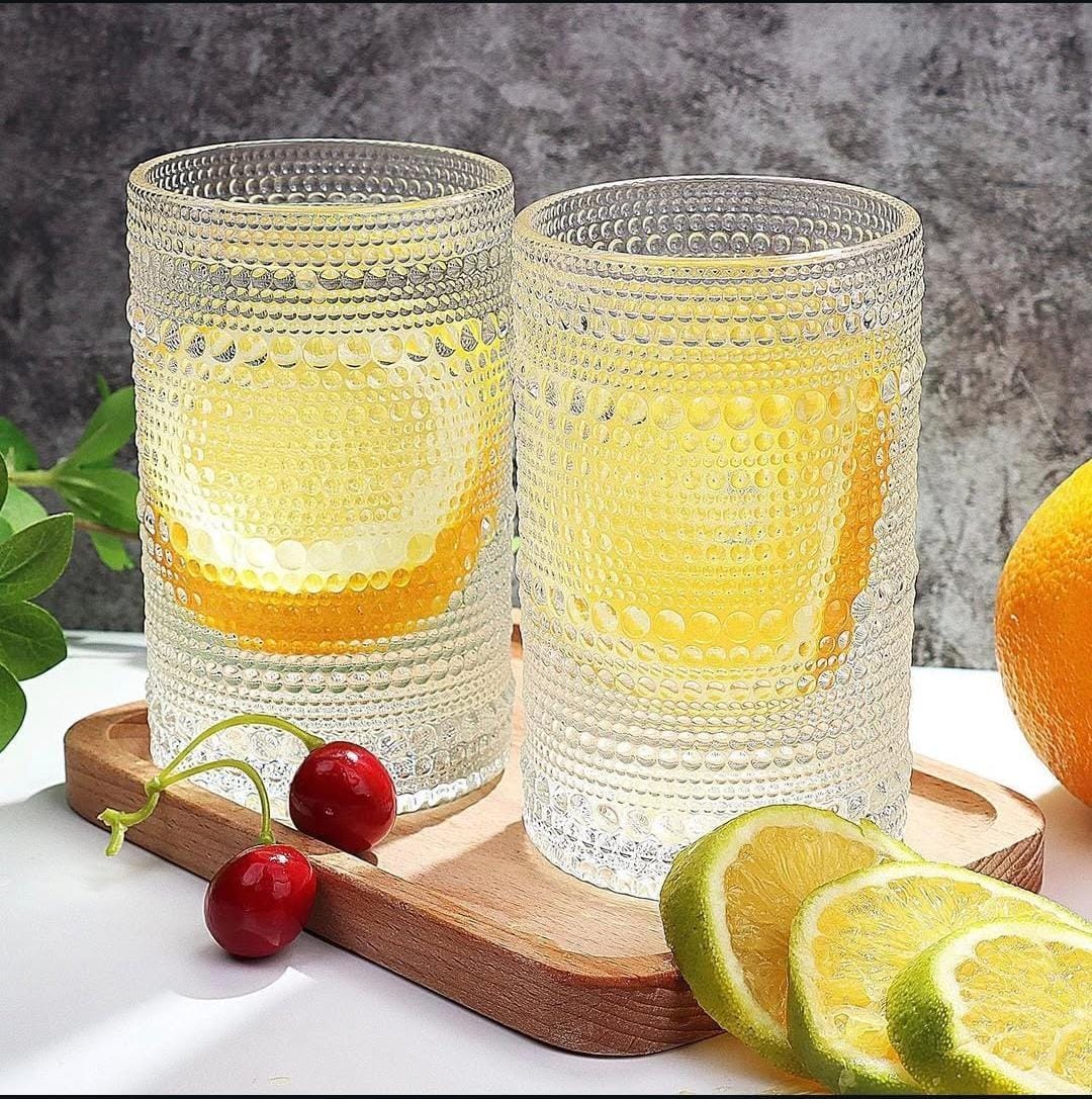 High borosilicate embossed water/juice glasses 