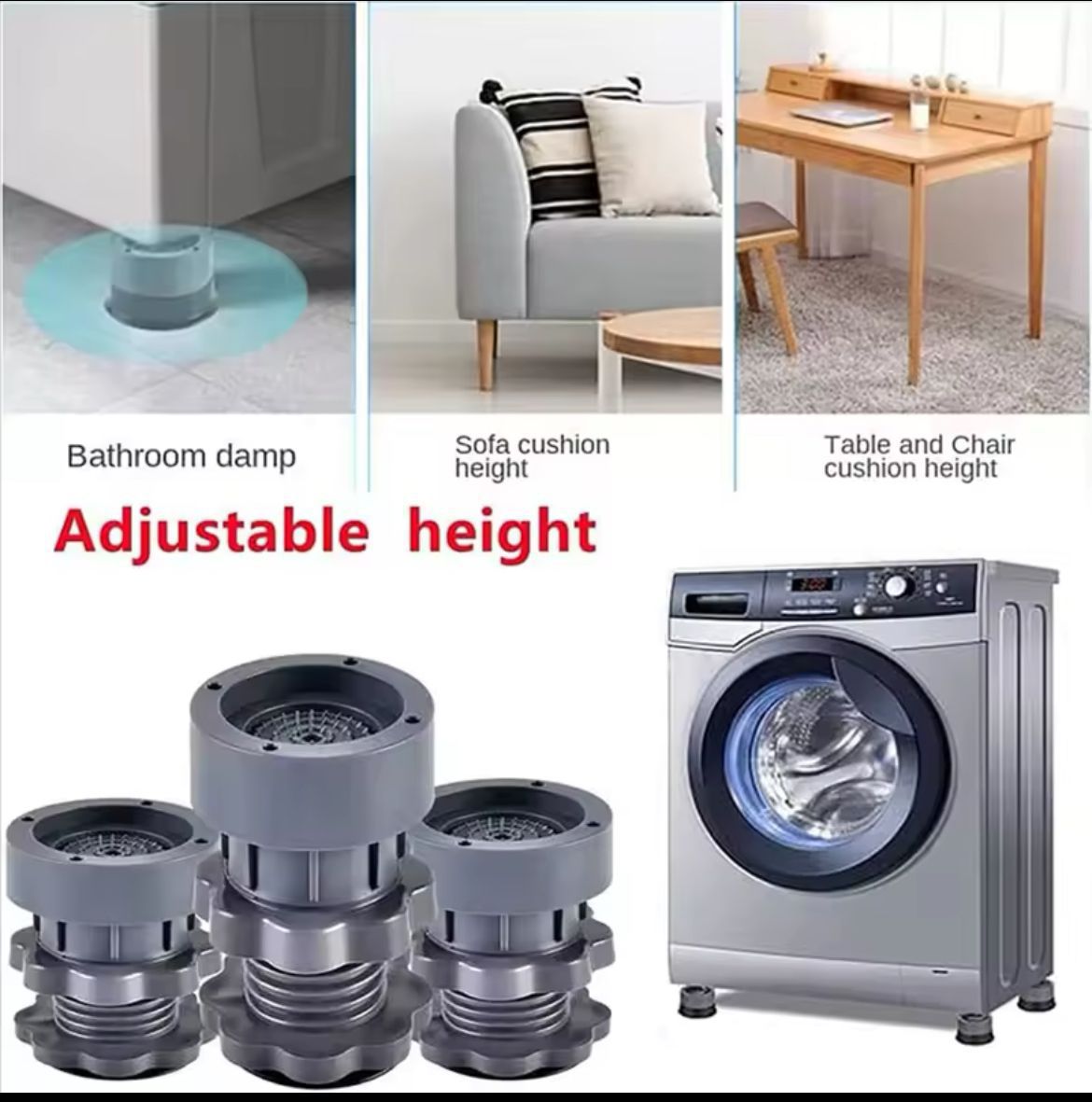 4 pcs Heavy duty Adjustable Height Washing Machine Anti Vibration pads