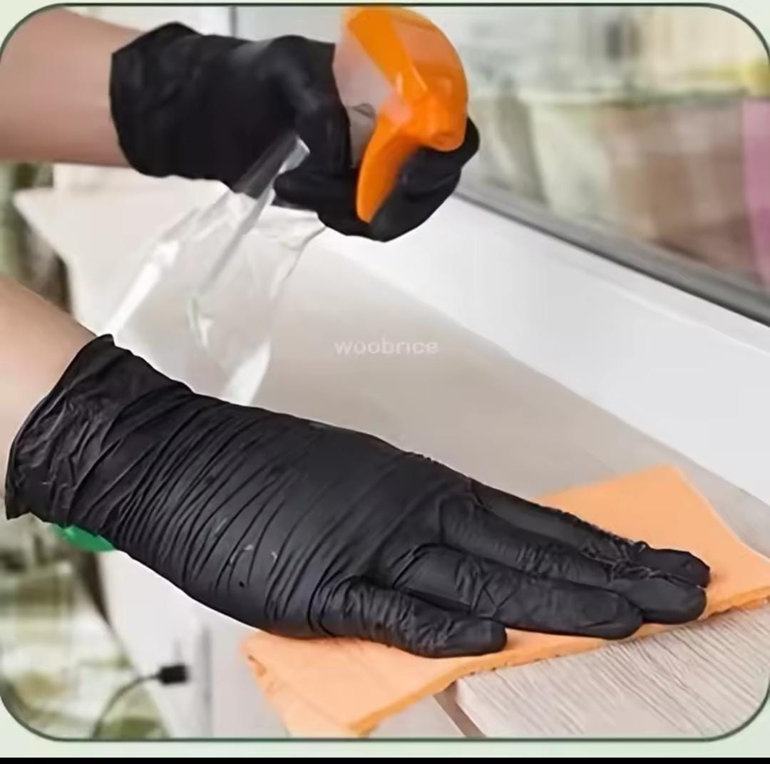 Food grade disposable black kitchen gloves 100 pieces pack   