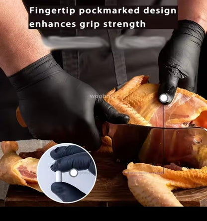Food grade disposable black kitchen gloves 100 pieces pack   