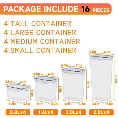 16pcs Food/Pantry Storage Containers