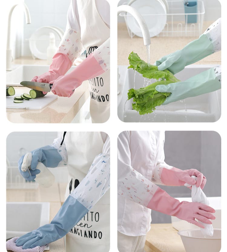 Long silicone waterproof kitchen/household gloves