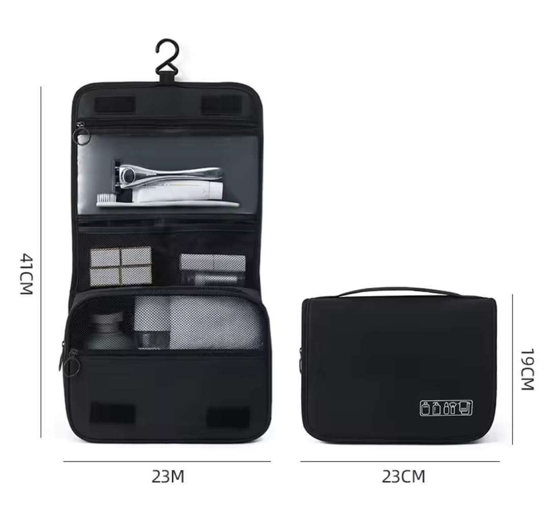 Portable cosmetic makeup toiletry bags with hooks