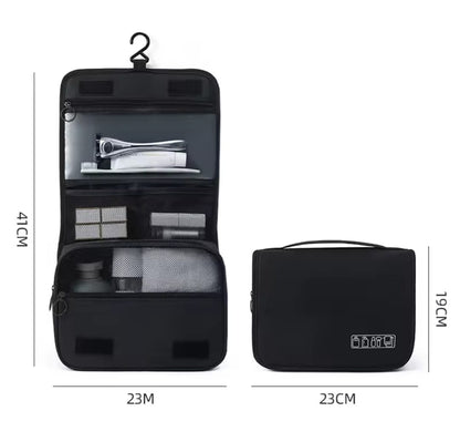 Portable cosmetic makeup toiletry bags with hooks