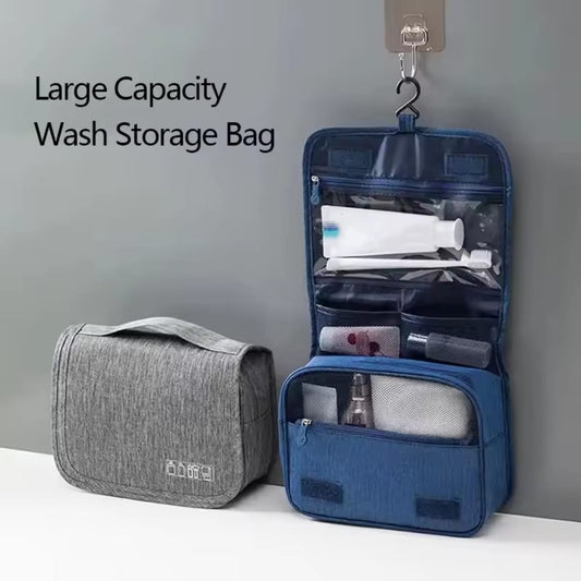 Portable cosmetic makeup toiletry bags with hooks