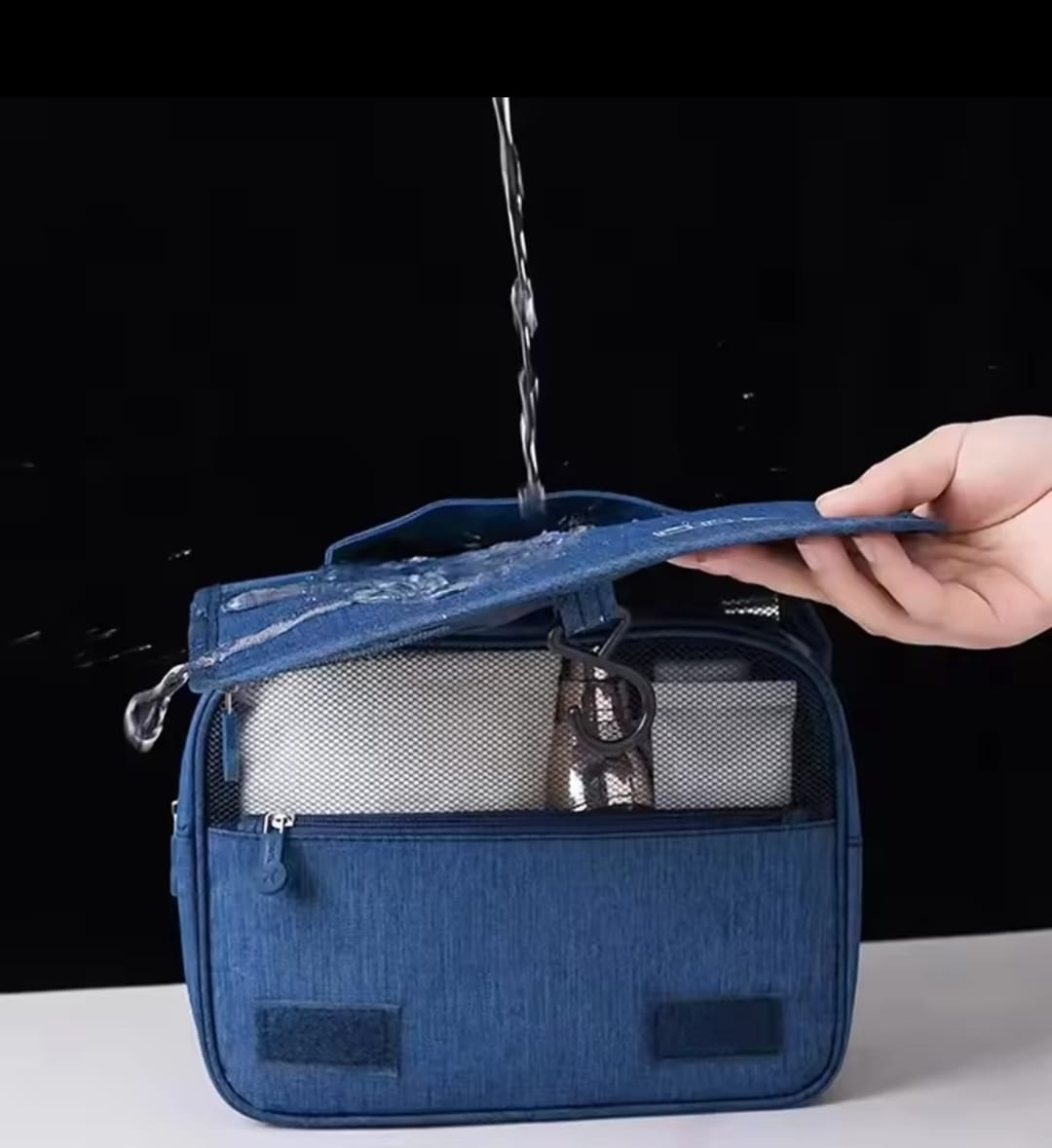 Portable cosmetic makeup toiletry bags with hooks