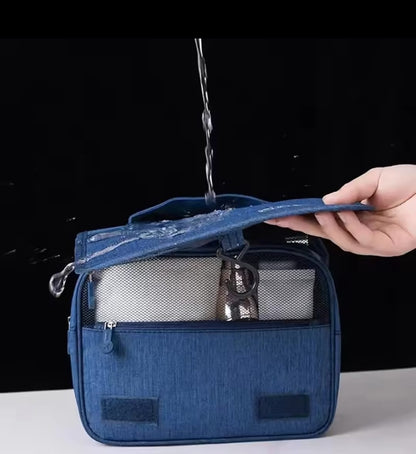 Portable cosmetic makeup toiletry bags with hooks