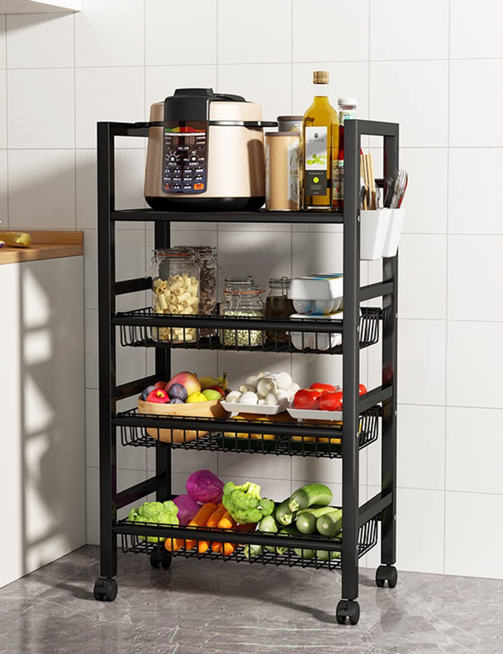 Heavy metallic Vegetable rack with movable wheels 