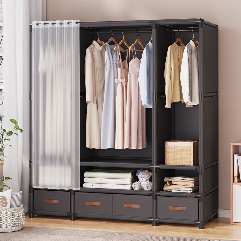 Elegant Heavy-Duty Metallic Wardrobe with Canvas Cover