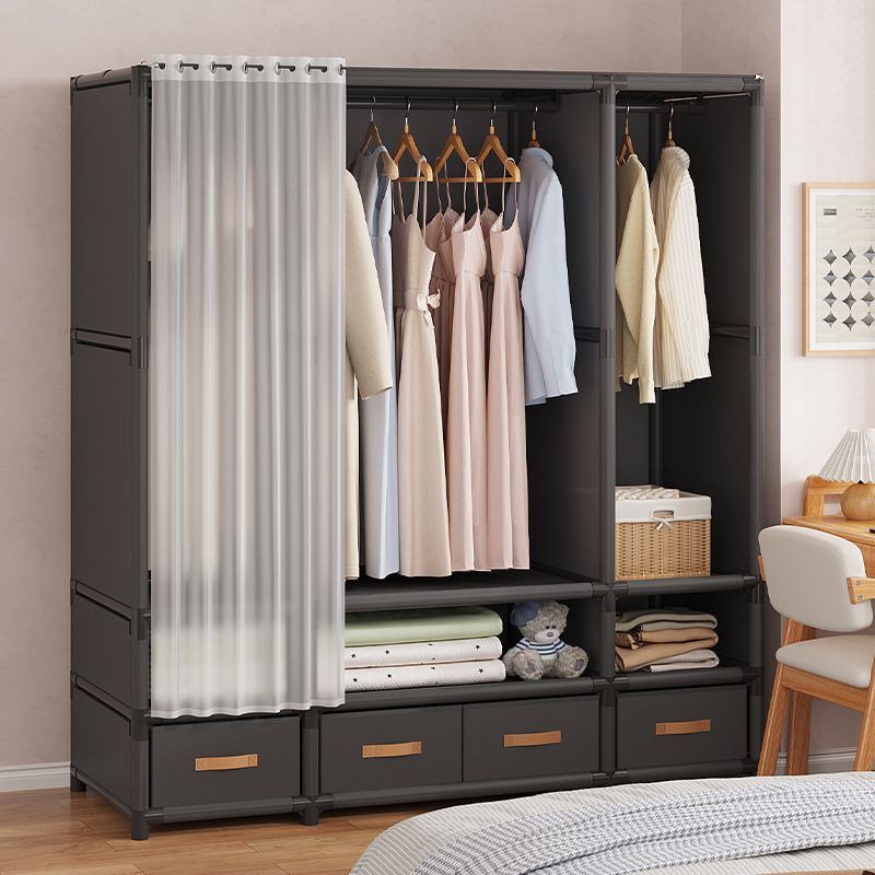 Elegant Heavy-Duty Metallic Wardrobe with Canvas Cover