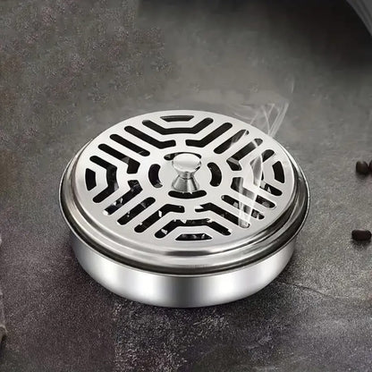 Stainless Steel Mosquito Coil Holder with Lid and Ashtray