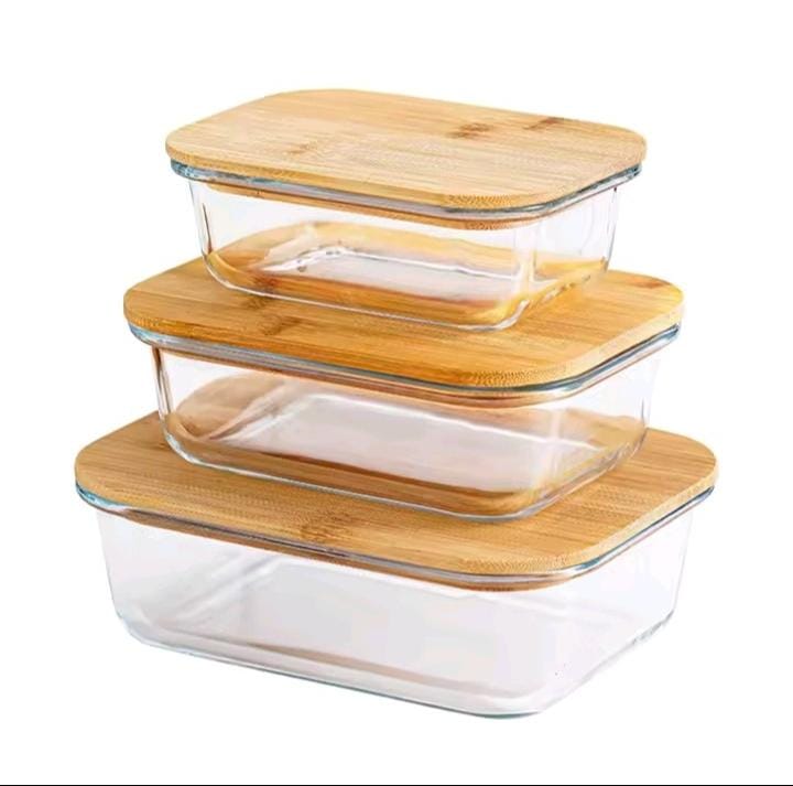 3in1 snack storage box set wooden top lid