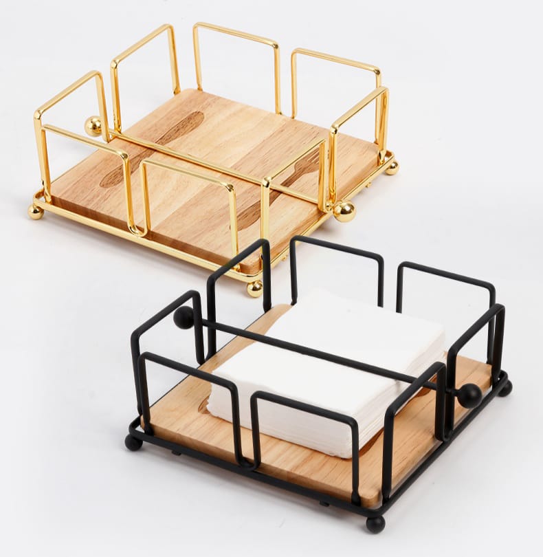 Metallic serviette holder, with Bamboo place on