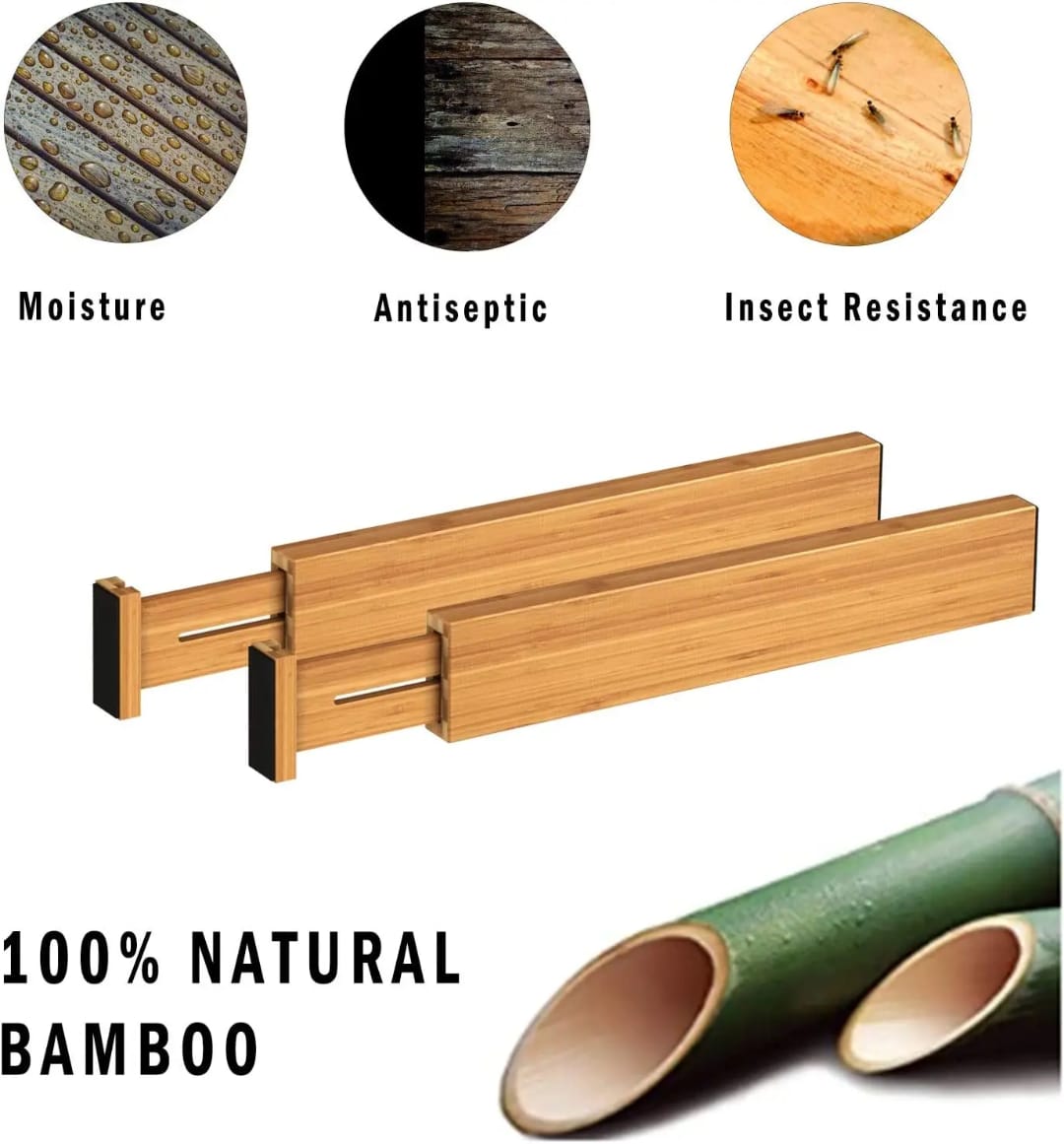 4pcs set Bamboo Drawer Divider.