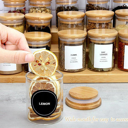 15pcs Glass Spice Jar set with a Wooden Bamboo Stand