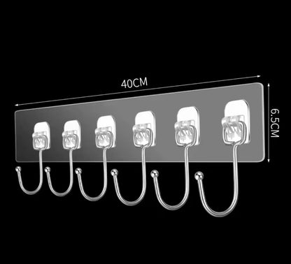 Strong Self adhesive wall hanger with 6 hooks