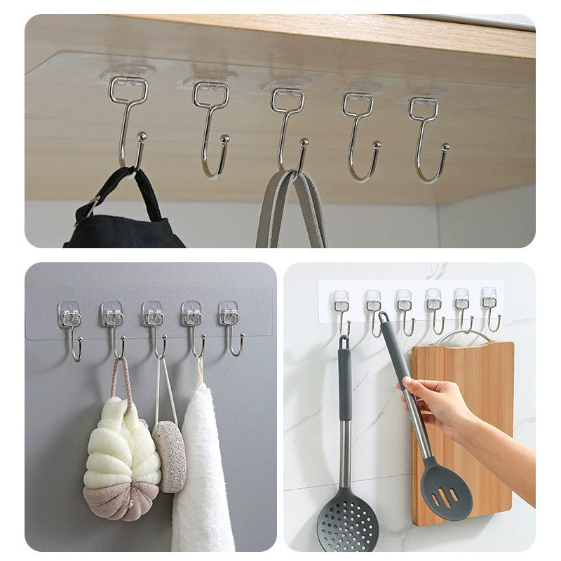 Strong Self adhesive wall hanger with 6 hooks