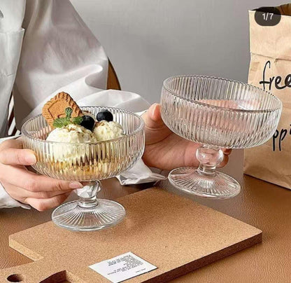 High borosilicate ribbed dessert glass
