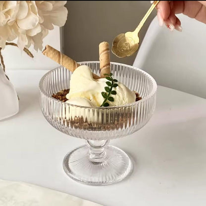 High borosilicate ribbed dessert glass