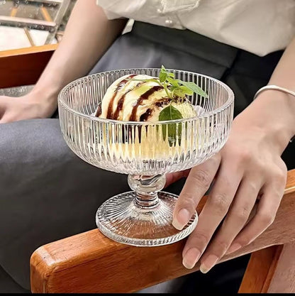 High borosilicate ribbed dessert glass