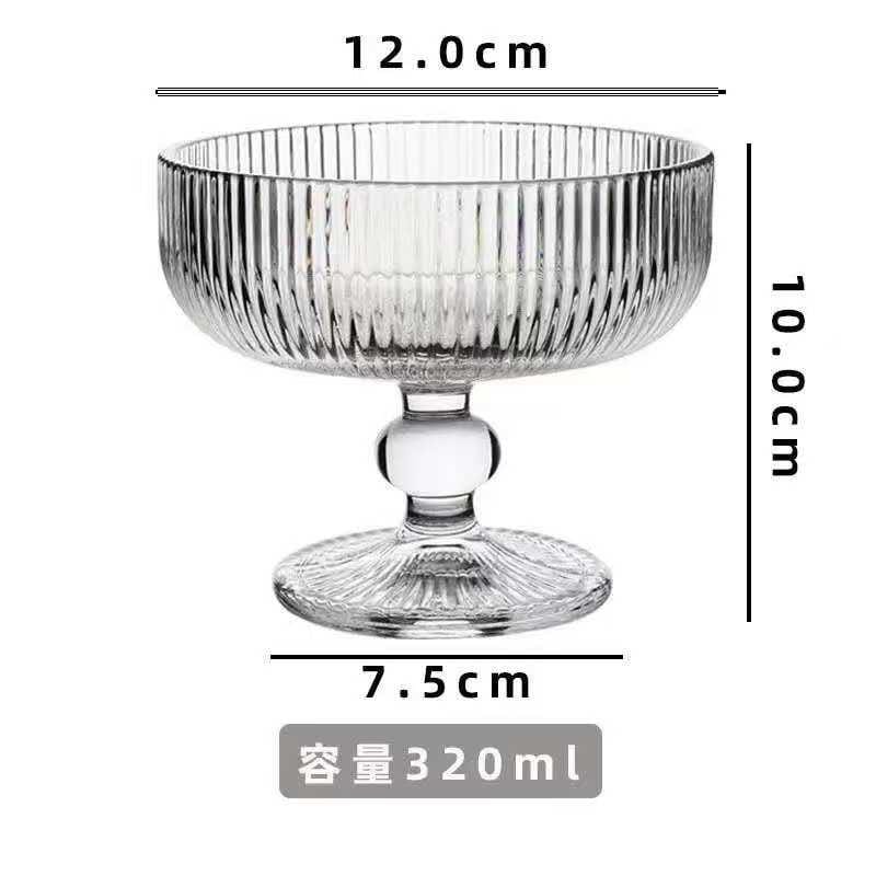 High borosilicate ribbed dessert glass