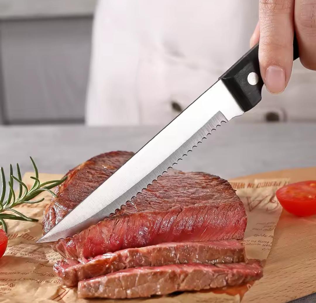 Stainless steel serrated steak knife