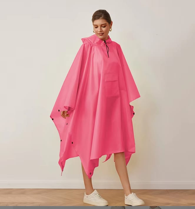 Unisex adult rain poncho with cap