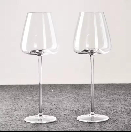 Long stem luxurious wine glasses