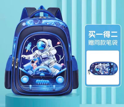 High-Capacity 3D Cartoon Two-Piece School Backpack Set 